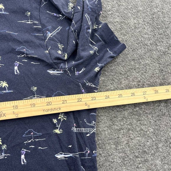 Polo Ralph Lauren Golf Resort Polo Shirt Mens L Tennis Palm Print SS Blue EUC - Picture 10 of 12